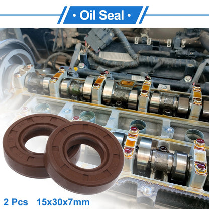 Oil Seal / 15x30x7mm / Seal Ring Rotary Shaft Seal FKM Rubber Brown for Car 2 x