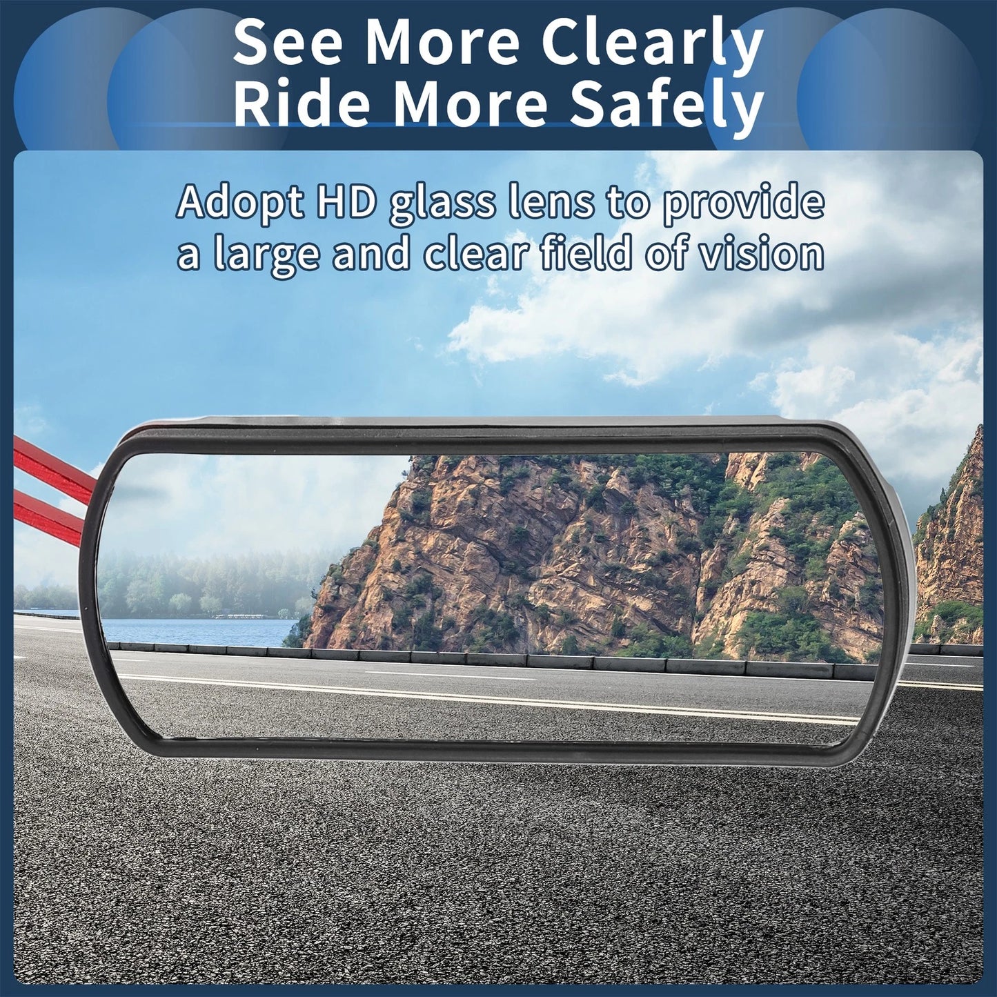 M8/M10 Rear View Mirror Handlebar Mirror Red Aluminum Plastic for Motorcycle