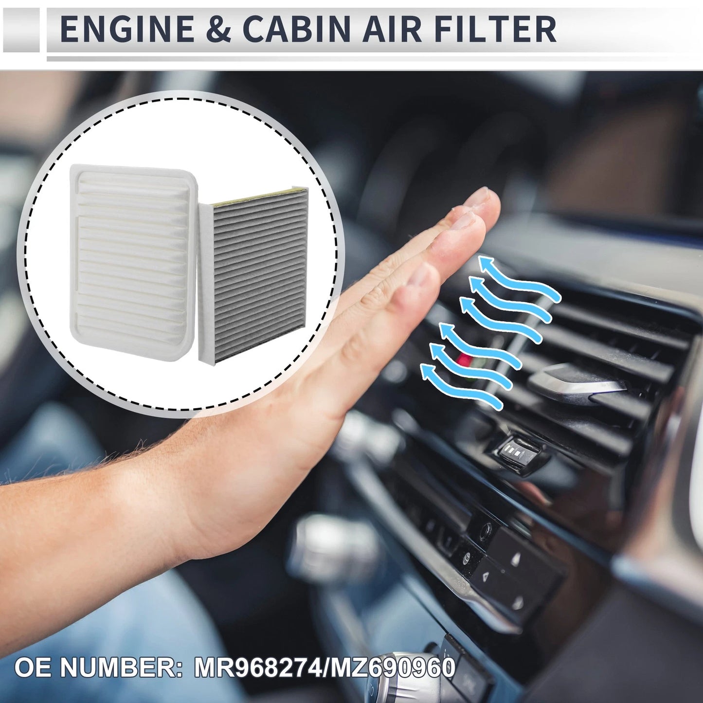 Engine Cabin Air Filter Combo for Mitsubishi Outlander Sport 2.0L 2.4L (2013-2024)