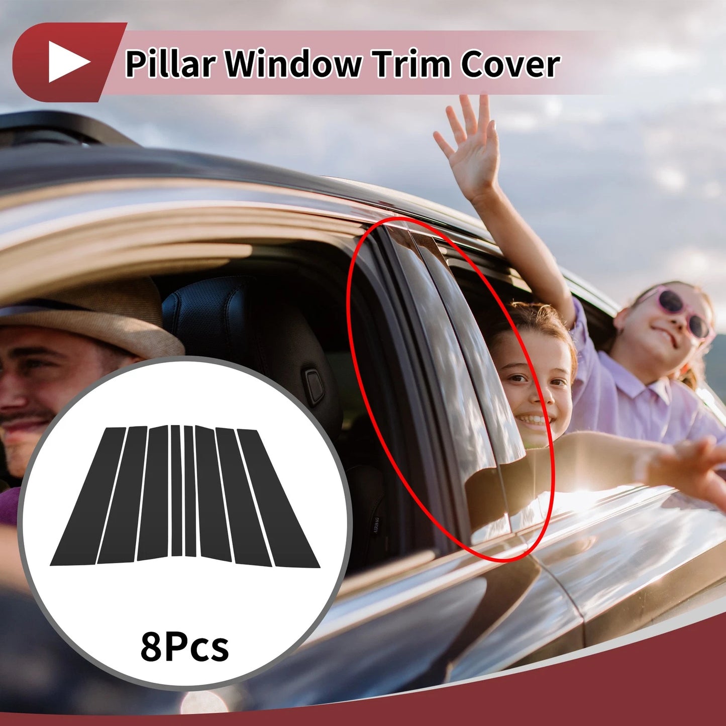 Black Door Pillar Window Trim for Volvo XC90 (2016-2023)