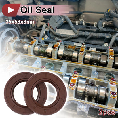 Oil Seal 35x58x8mm Brown 2 x Seal Ring Rotary Seal FKM Rubber for Make Model