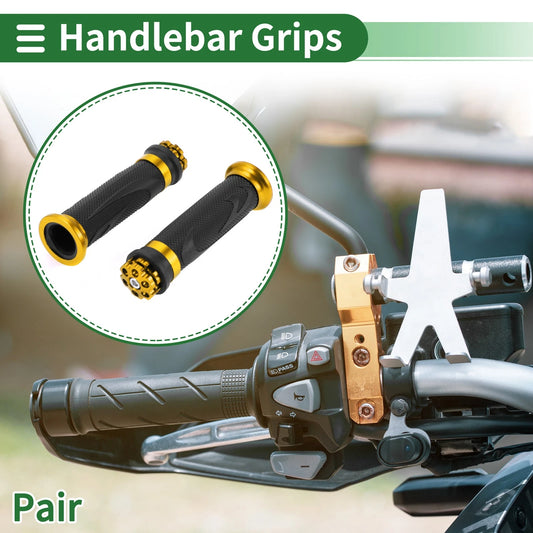 7/8" 22mm Hand Grip Cover for Motorcycle Grips Rubber Black Gold Tone