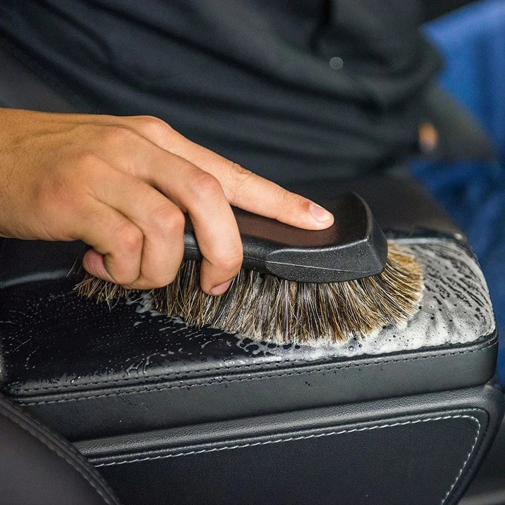 Brush Set for Car Detailing Ergonomic Horsehair Bristles