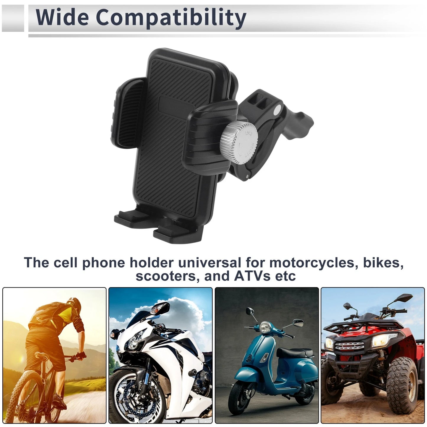 Phone Mount Holder 4.7-7.2" Nylon Fiber Black for Motorcycle