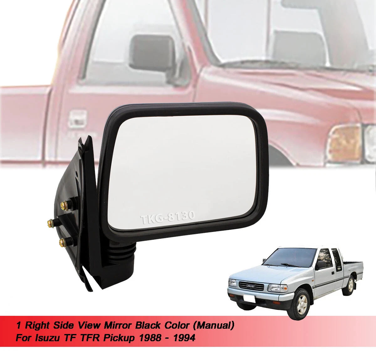 Right Side View Manual Mirror Black for Isuzu TF TFR Ute(1988-1994)