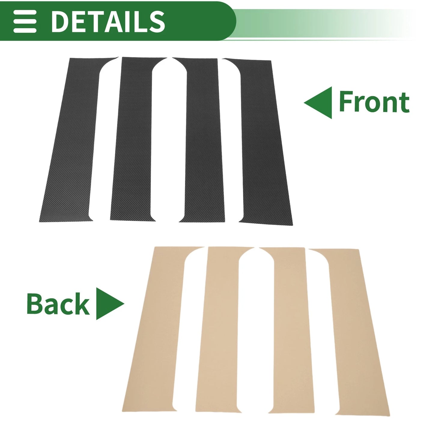 4pcs Door Pillar Window Trim for Ford F-250 (1999-2014) Carbon Fiber Black
