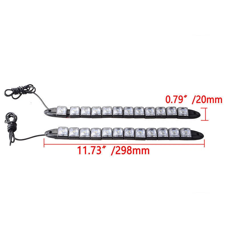 2 x White 12-LED Fog Daytime Running Lights for Car (DC 12V)