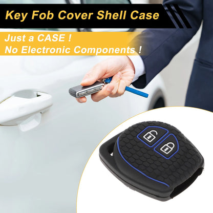 Black Blue Line Key Case for Suzuki Alto (2009-2014) - 2 Buttons
