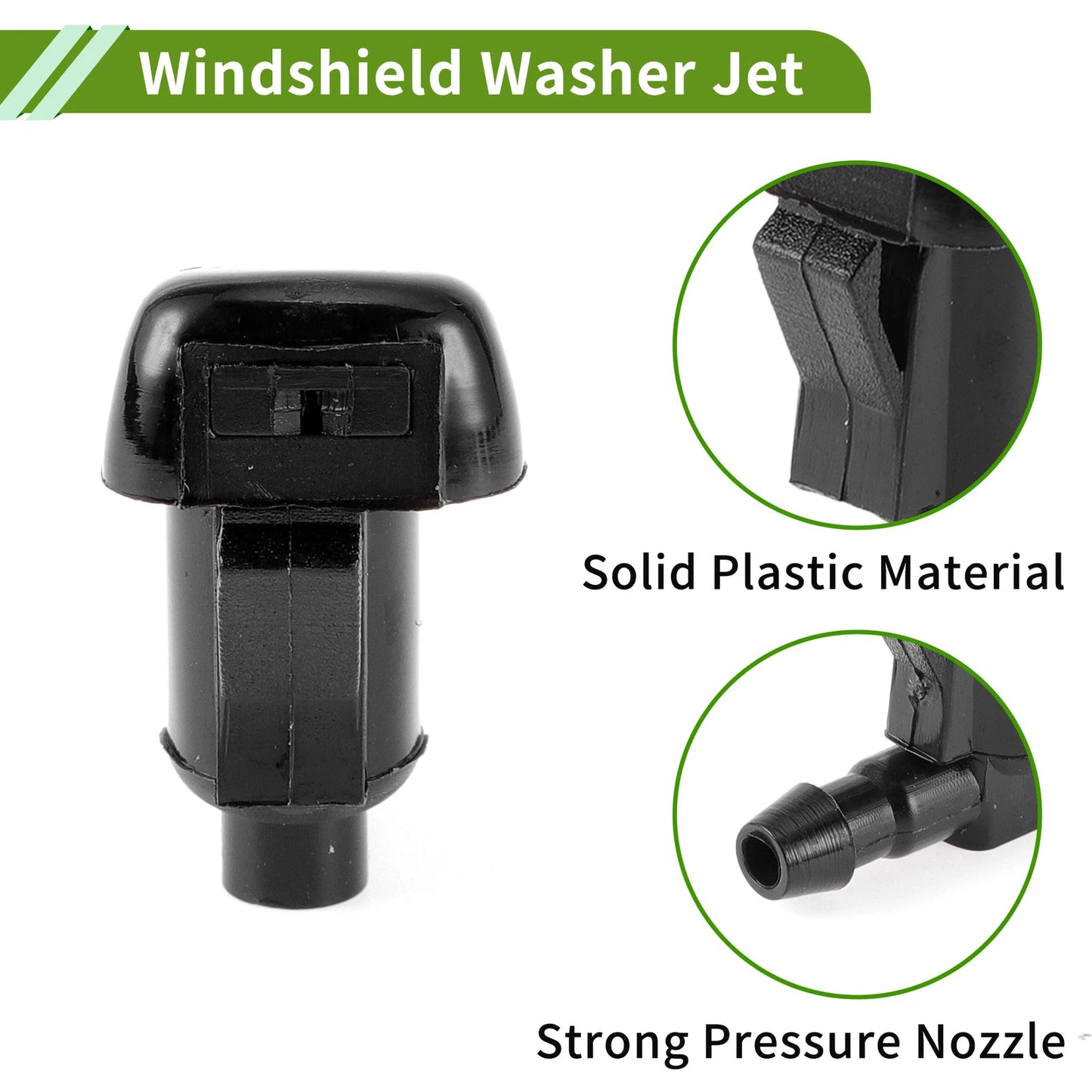 Windshield Washer Nozzle with Hose Connector for GMC Black