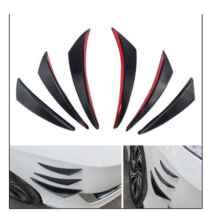 6Pcs Gloss Black Front Bumper Lip Splitter Fins for Car