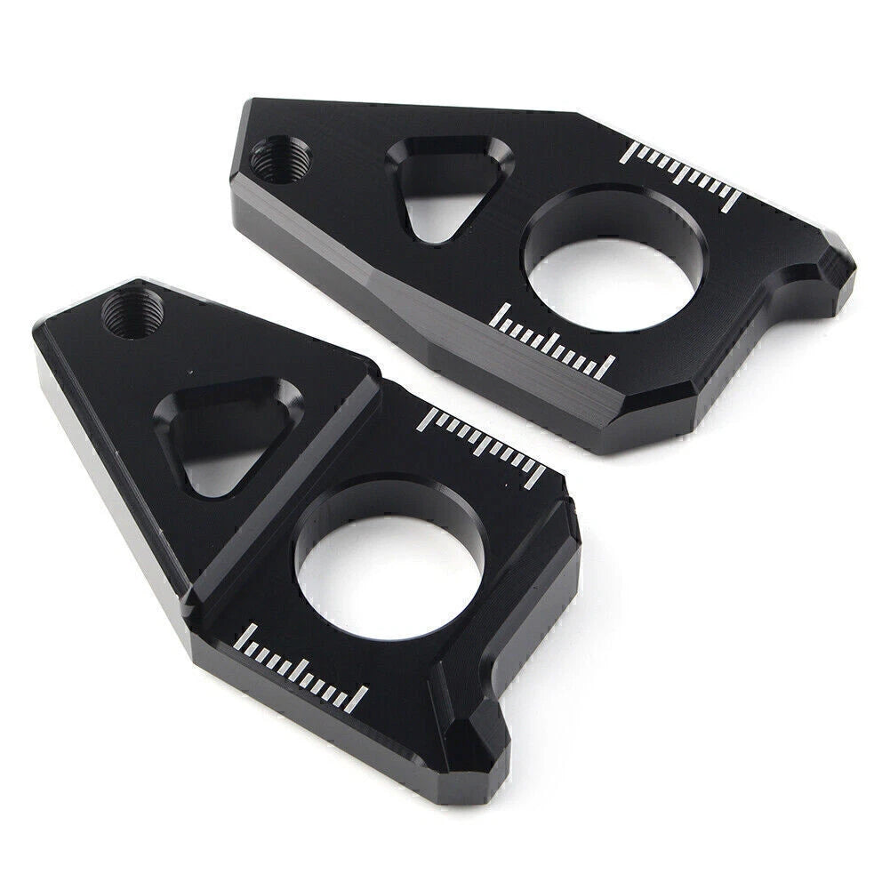 Black Axle Spindle Chain Adjuster Blocks for Yamaha YZF R1 FZ8 FZ1 TMAX 530