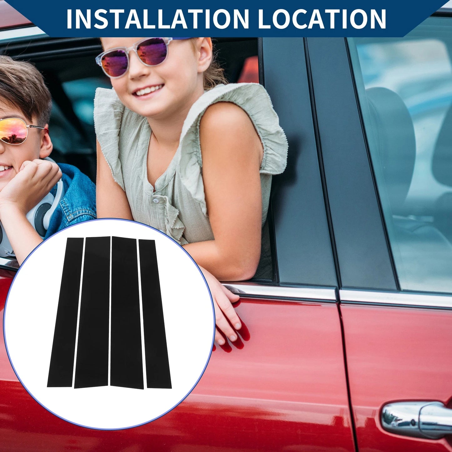 4 x Car Pillar Window Trim Covers for Toyota Tundra (2007-2020) Black