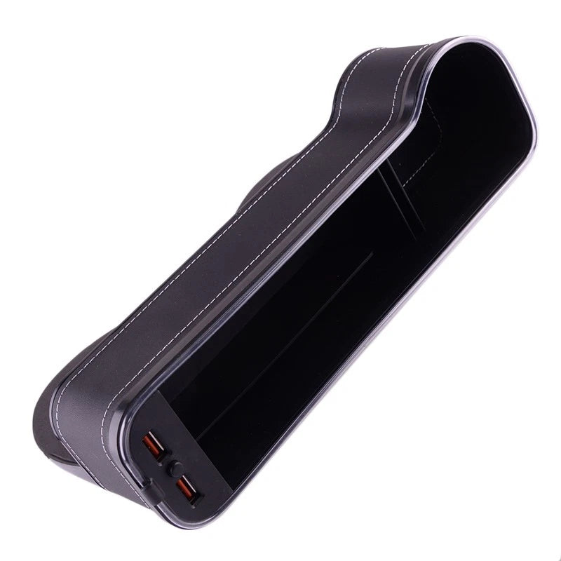 Car Seat Gap Filler Storage Box with Dual USB for Universal Fit