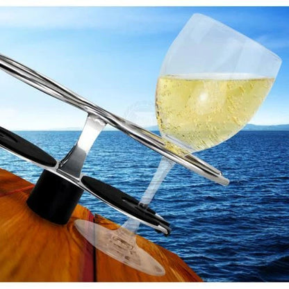 Boat Wine Glass / Drink Holder Polished Stainless Steel Surface Mount