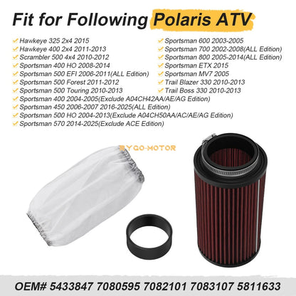 Air Filter with Prefilter Air Sleeve for Polaris Sportsman 400 450 500 570 600