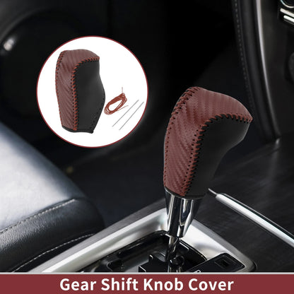 1 Pc / Gear Shift Knob Cover Brown Faux Leather for Toyota Corolla