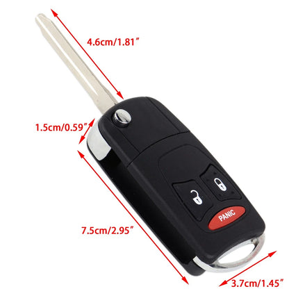 3 Button Flip Key Remote Control Housing for Chrysler Dodge Durango Jeep (2004-2020)