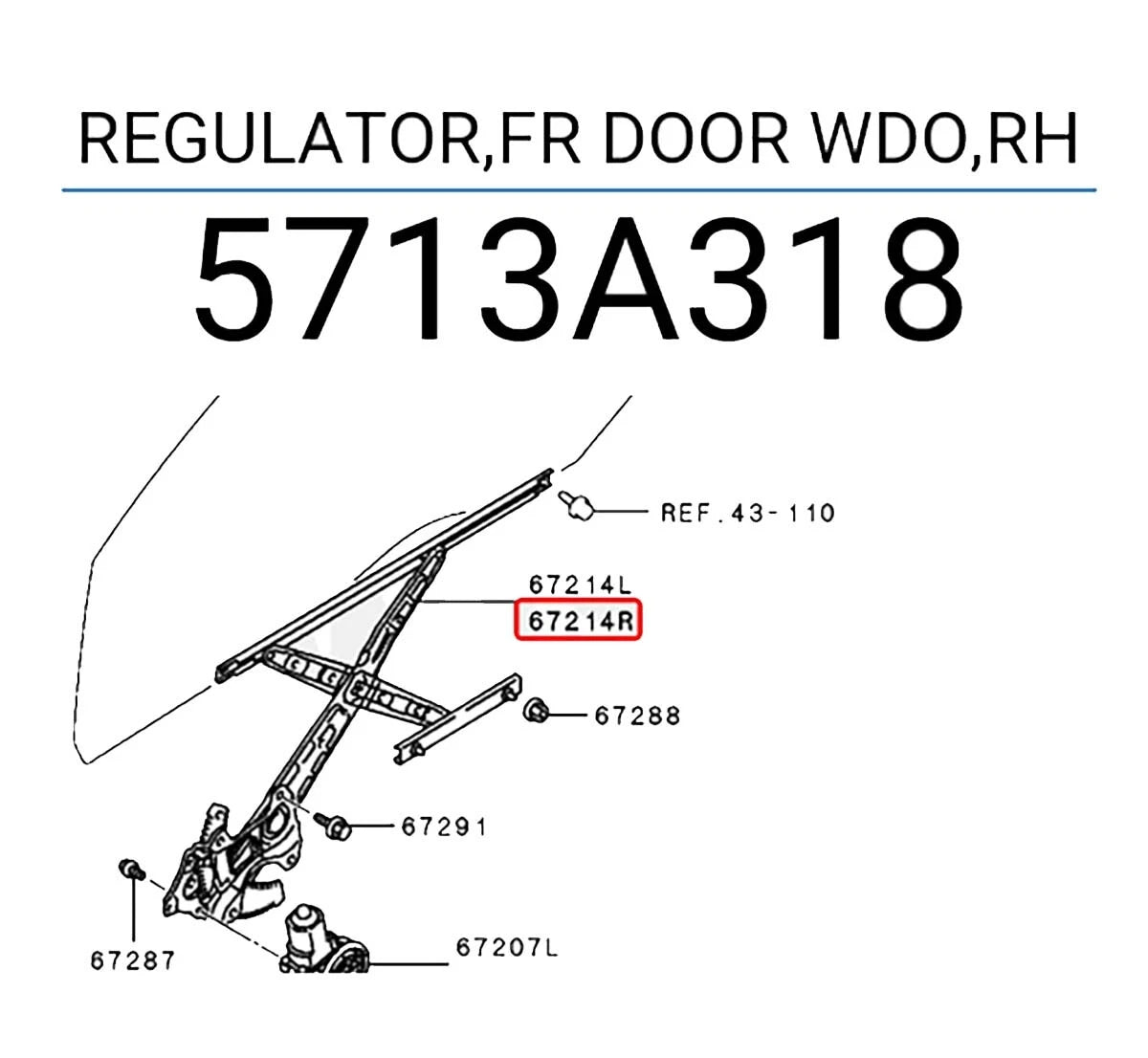 FR Door Window Regulator for Mitsubishi Mirage A10, A13 (2013-2022)