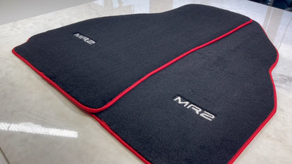 Black Floor Mats for Toyota MR2 2 x Tailored Carpets with Red Trim (2002-2007)