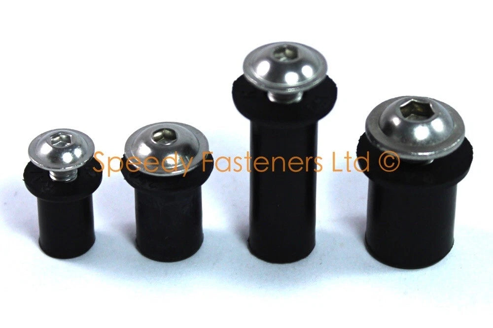 Well Nuts / 8mm M4, 10mm M5, 13mm M6 / Rubber Wellnuts for Wall Fixtures