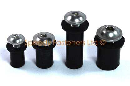 Well Nuts / 8mm M4, 10mm M5, 13mm M6 / Rubber Wellnuts for Wall Fixtures