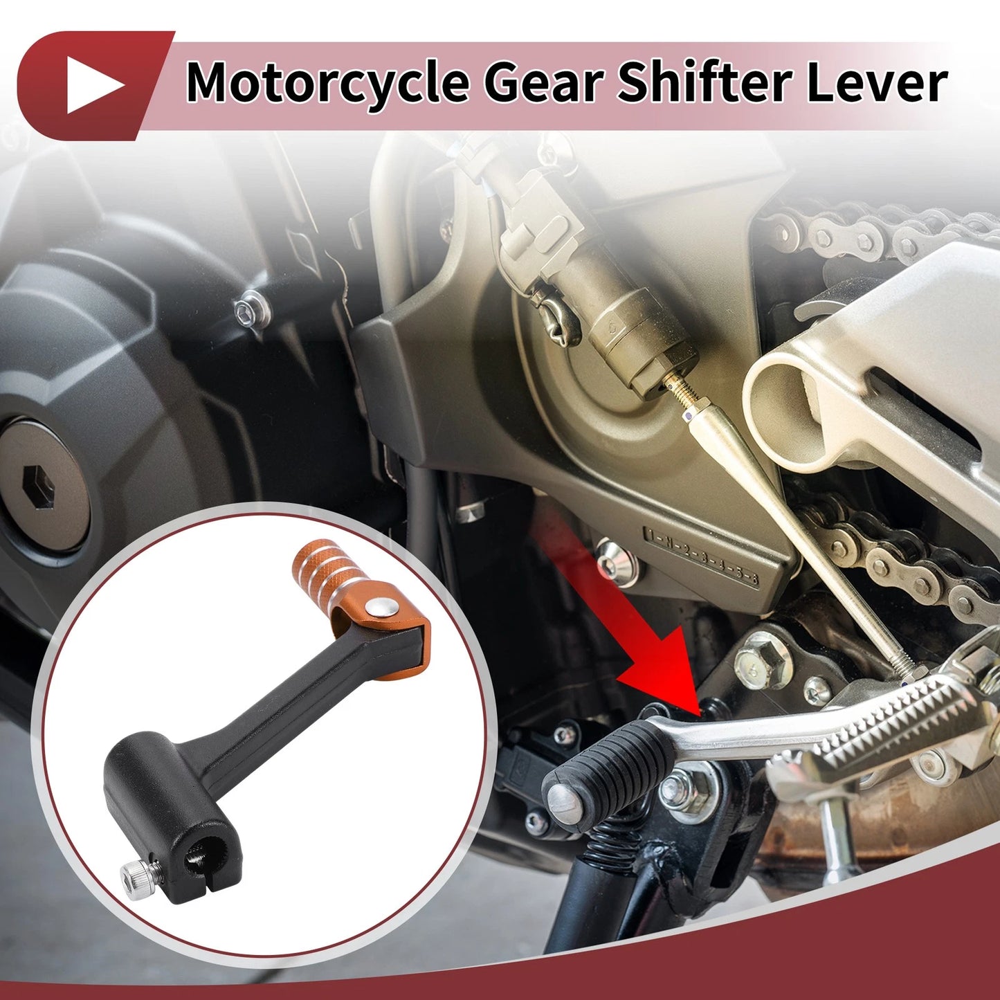 Foldable Gear Shifter Lever Black Orange for Bosuer Cheetah