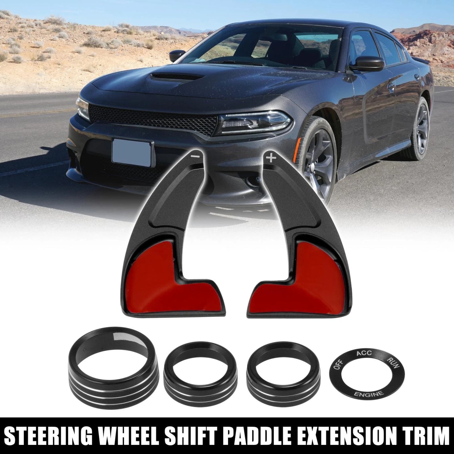 Steering Wheel Shift Paddle Extension Trim Set for Dodge Charger Jeep Black
