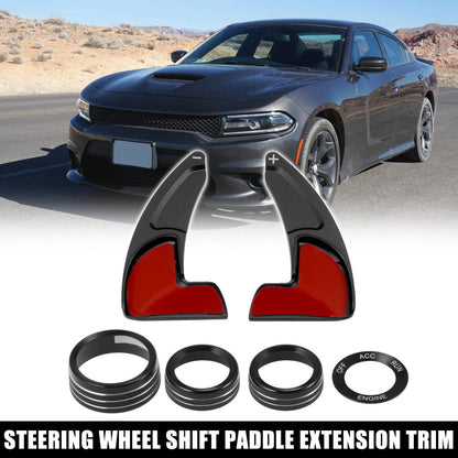 Steering Wheel Shift Paddle Extension Trim Set for Dodge Charger Jeep Black