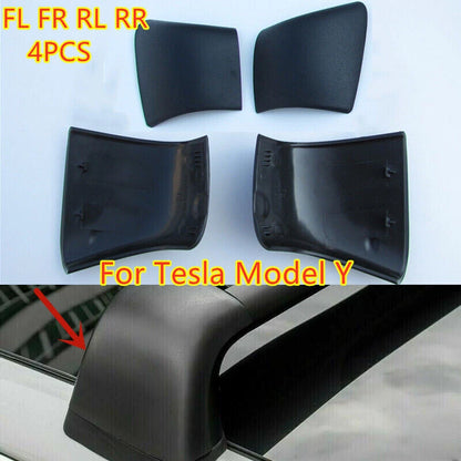 4x Black Roof Rack Cover Rail End Shell for Tesla Model Y (2021–2023)