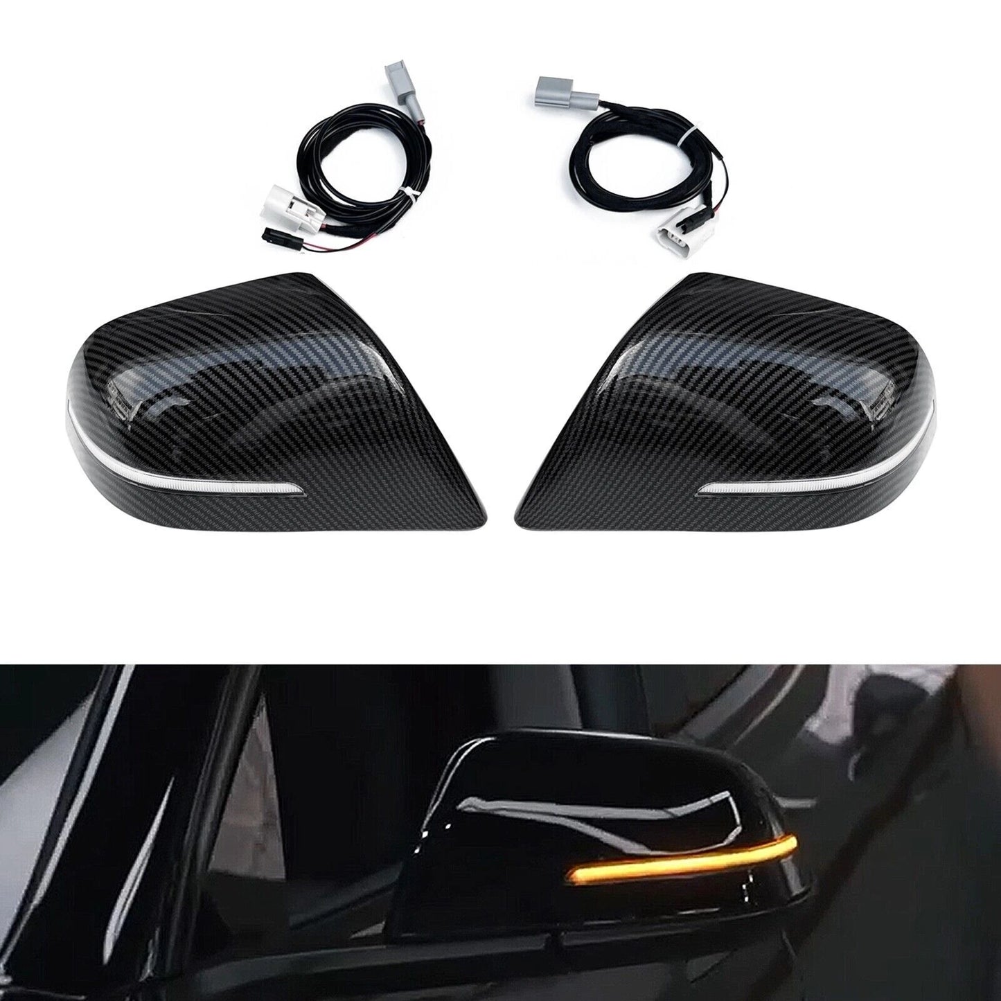 Carbon Fiber Look Rear Side Mirror Covers for Tesla Model 3 (2017-2023)