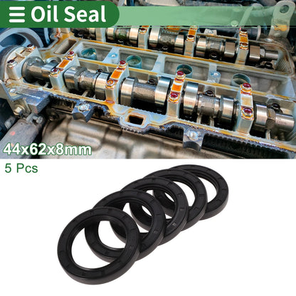 Oil Seal 44x62x8mm NBR Rubber High Pressure Black 5 Pcs