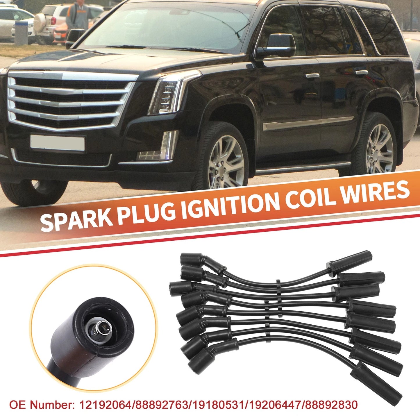 8 Pcs Spark Plug Wire Ignition Coil Cable for Cadillac CT5 V8 6.2L