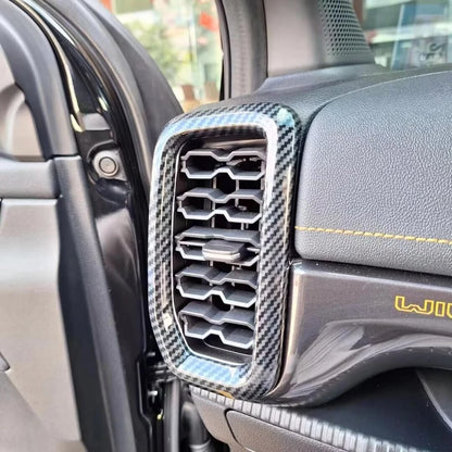 ABS Carbon Fiber Front Side Air Vent Outlet Lid Cover Trim for Ford Ranger (2023)