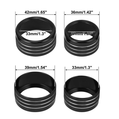 5pcs Black AC Radio Switch Knob Covers for Dodge Ram 1500 (2018-2020)