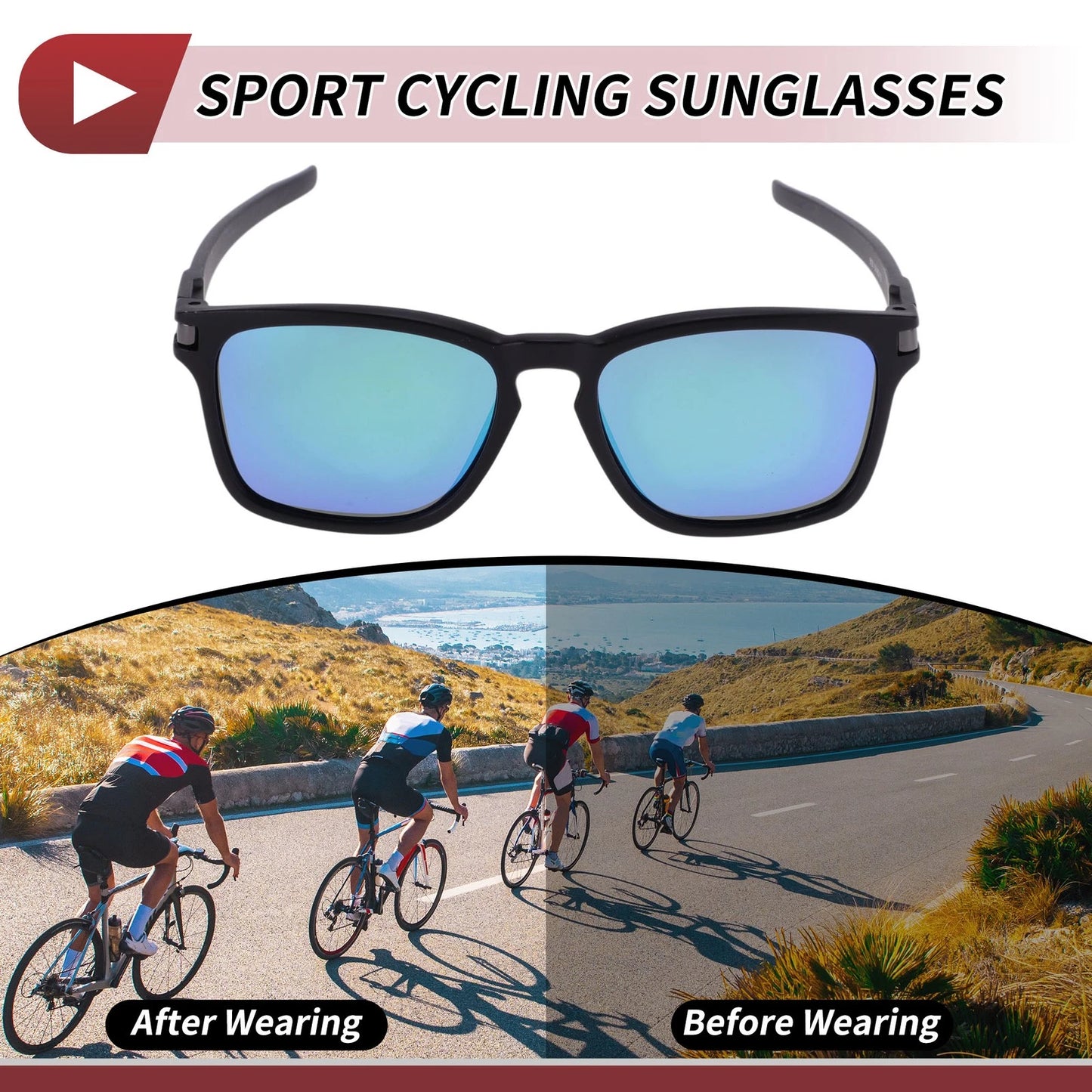 1 x Motorcycle Riding Goggles Green Lens Black Frame UV400