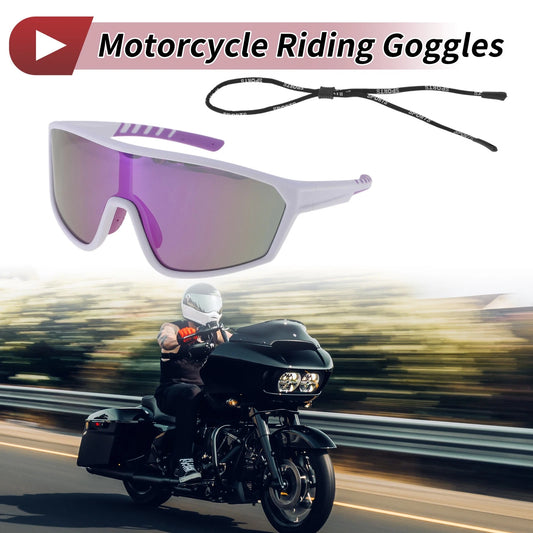 Set Motorcycle Riding Goggles Purple Lens White Purple Frame PC UV400