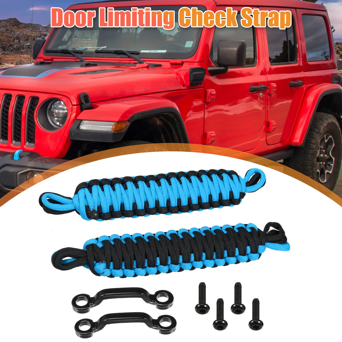Car Door Limiting Straps  for Jeep Wrangler JK JL (2018-2023) Black Blue