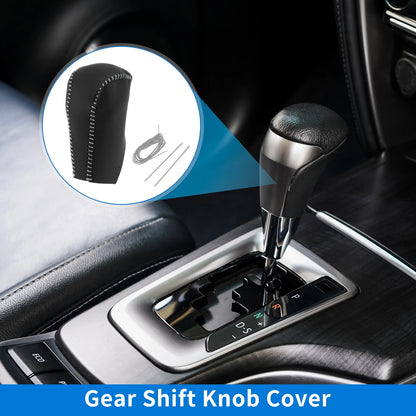 Car Gear Shift Knob Cover for Toyota RAV4 (2013-2016) - Black Gray Faux Leather
