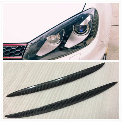 2 x Carbon Fiber Headlight Eyelid Trim for VW Golf 6 GTI MK6 (2008-2013)