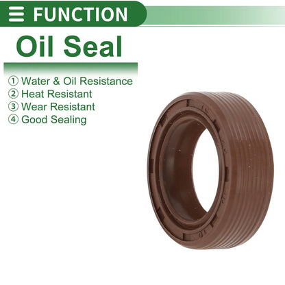 Oil Seal 20x30x10mm FKM Rubber Brown 5 Pcs
