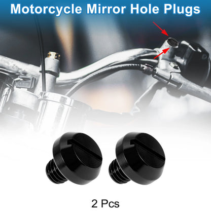 Mirror Hole Plugs Left Hand M8x1.25 2x Motorcycle Screws Black for Motorcycle
