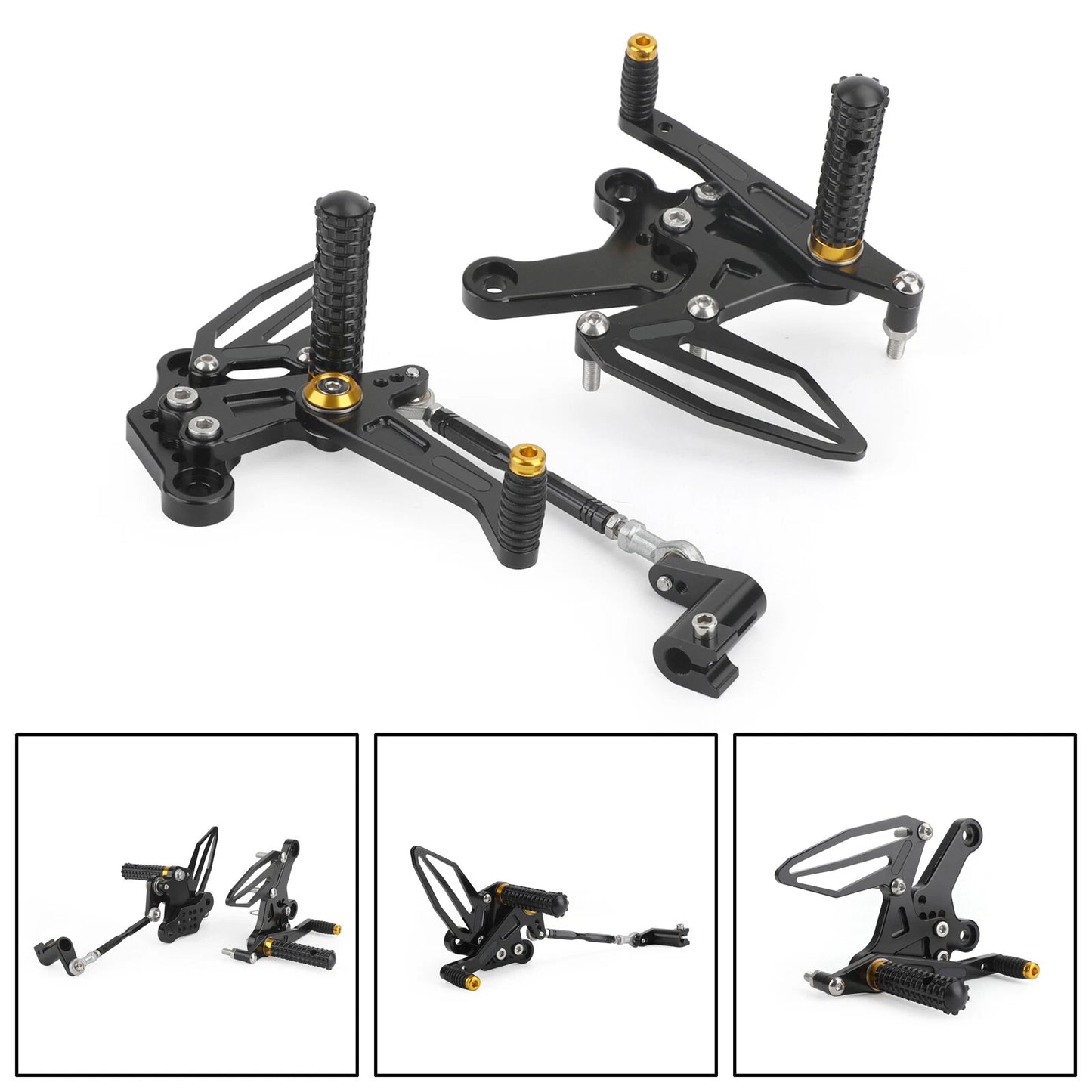CNC Footrest System Gold for Kawasaki Z400/Ninja 400 (2018-2022)