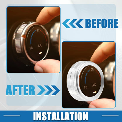 Air Conditioner Knobs  for Jeep Wrangler JL JLU 2018-2022 Silver Tone (3 x)