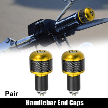 Pair 7/8" 22mm Gold Tone Handlebar Ends Plugs Carbon Pattern for Make Model
