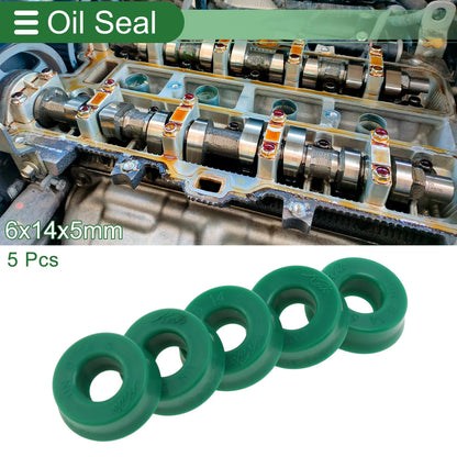 Oil Seal 6x14x5mm Rotary Shaft Seal TPU Green, 5 Pcs