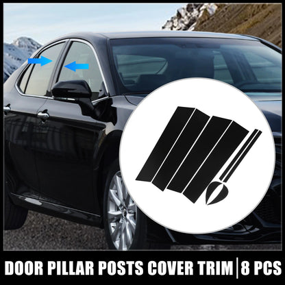 8 Pcs / Car Door Cover Panel Trim Pillar Posts Stickers Black for Toyota Camry