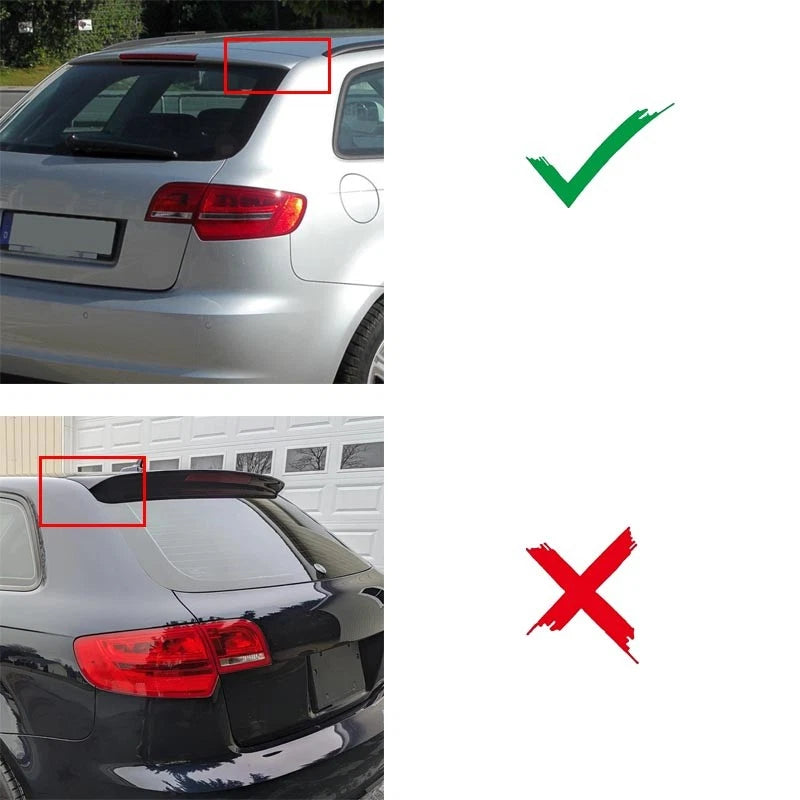 Real Carbon Fiber Rear Roof Spoiler Wing for Audi A3 8P 2004-2008 Gloss