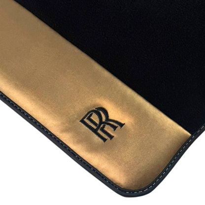 AutoWin Black Floor Mats for Rolls Royce Wraith (2013-2023) | Gold Leather