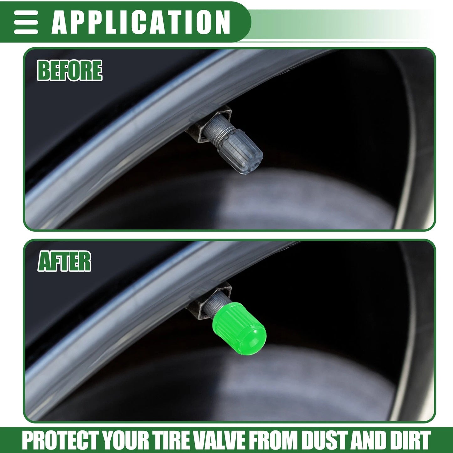 30pcs Universal Tire Valve Stem Caps 12mm Plastic Green for Car & Motorcycle