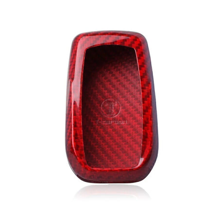 Red Carbon Fiber Smart Key Case for Toyota Fortuner Hilux Prado (2015-2023)